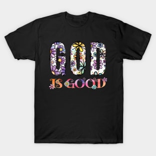 VINTAGE RETRO GOD IS GOOD BOHO FLOWER CHILD T-Shirt